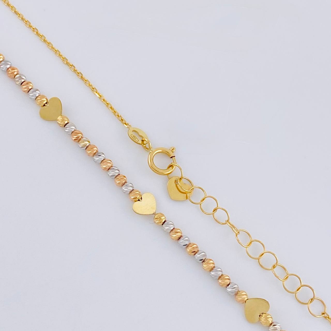 Cadena Aro Seguido El Quinto Corazón 3.2 g / 44.5 cm / 0.75 mm Tres Oros 18K