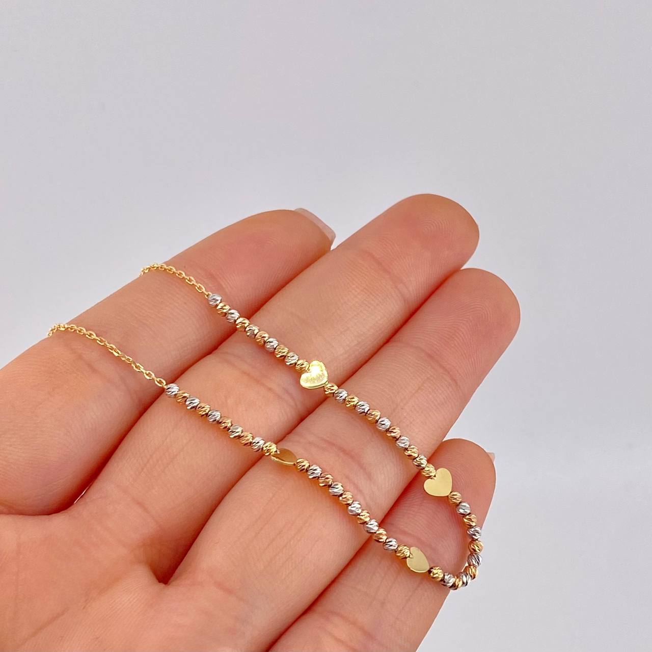 Cadena Aro Seguido El Quinto Corazón 3.2 g / 44.5 cm / 0.75 mm Tres Oros 18K
