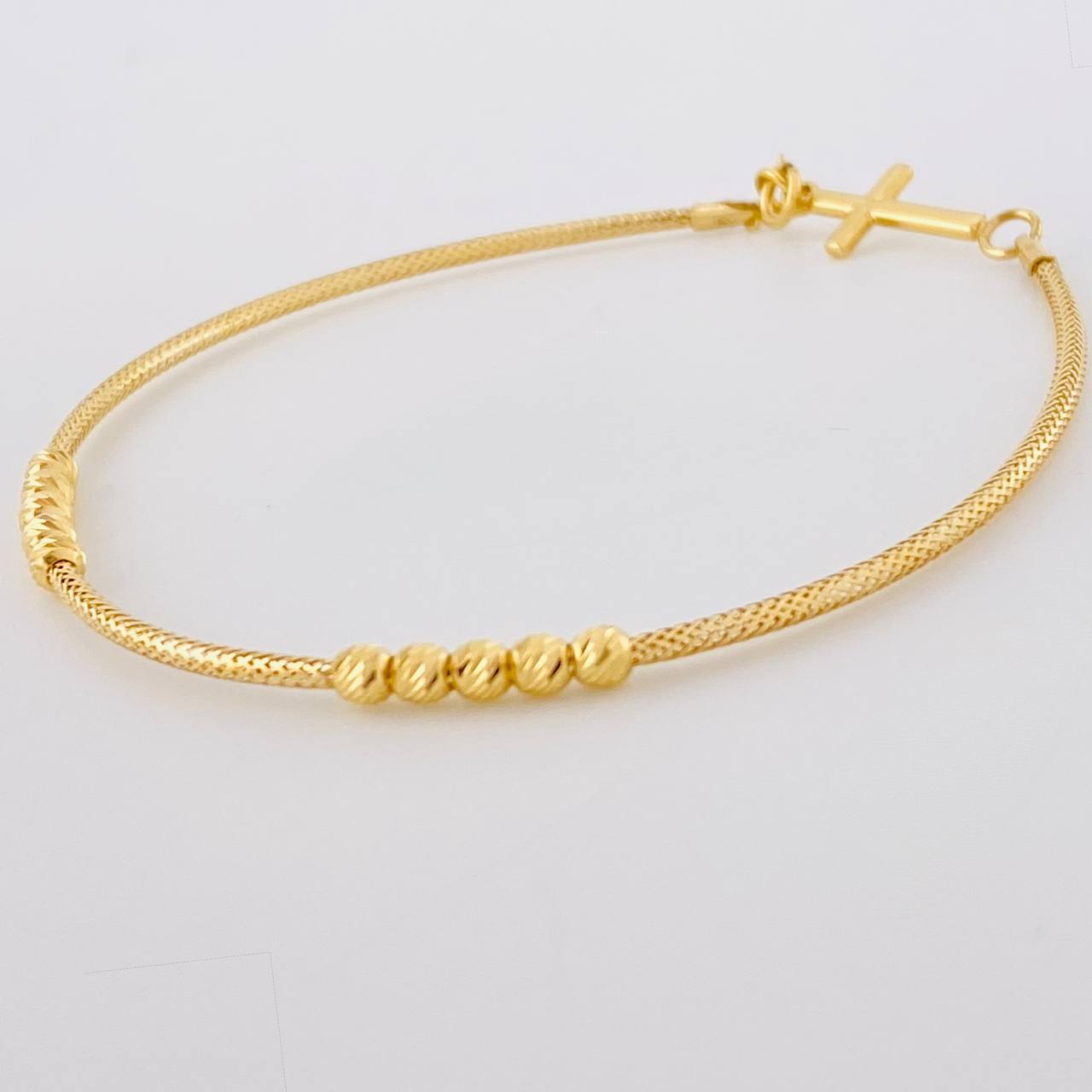 Pulso Flex Cruz Lisa 2.05 g / 19.5 cm / 1.5 mm Oro Amarillo 18K