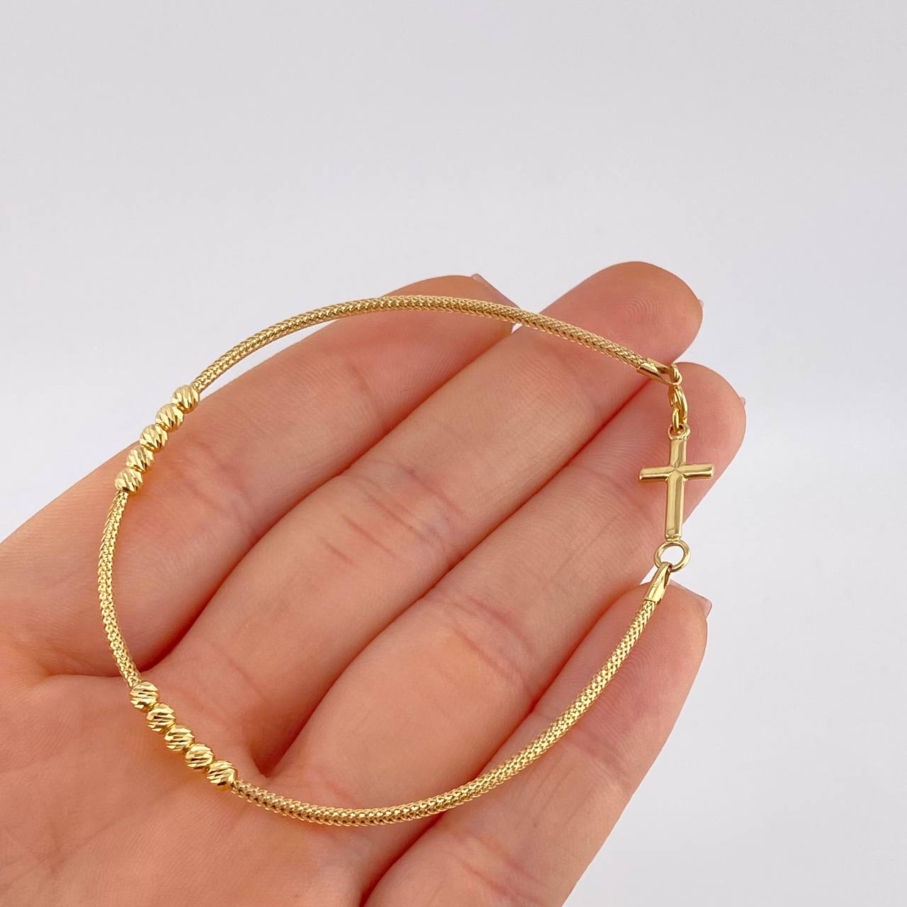 Pulso Flex Cruz Lisa 2.05 g / 19.5 cm / 1.5 mm Oro Amarillo 18K