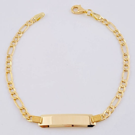 Pulso Cubano Placa Rectangular Curva 3.75gr / 17.5cm / 3.2mm Oro Amarillo 18K