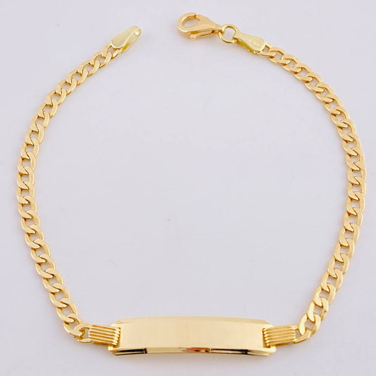 Pulso Cubano Placa Rectangular Curva 3.75gr / 17.5cm / 2.9mm Oro Amarillo 18K