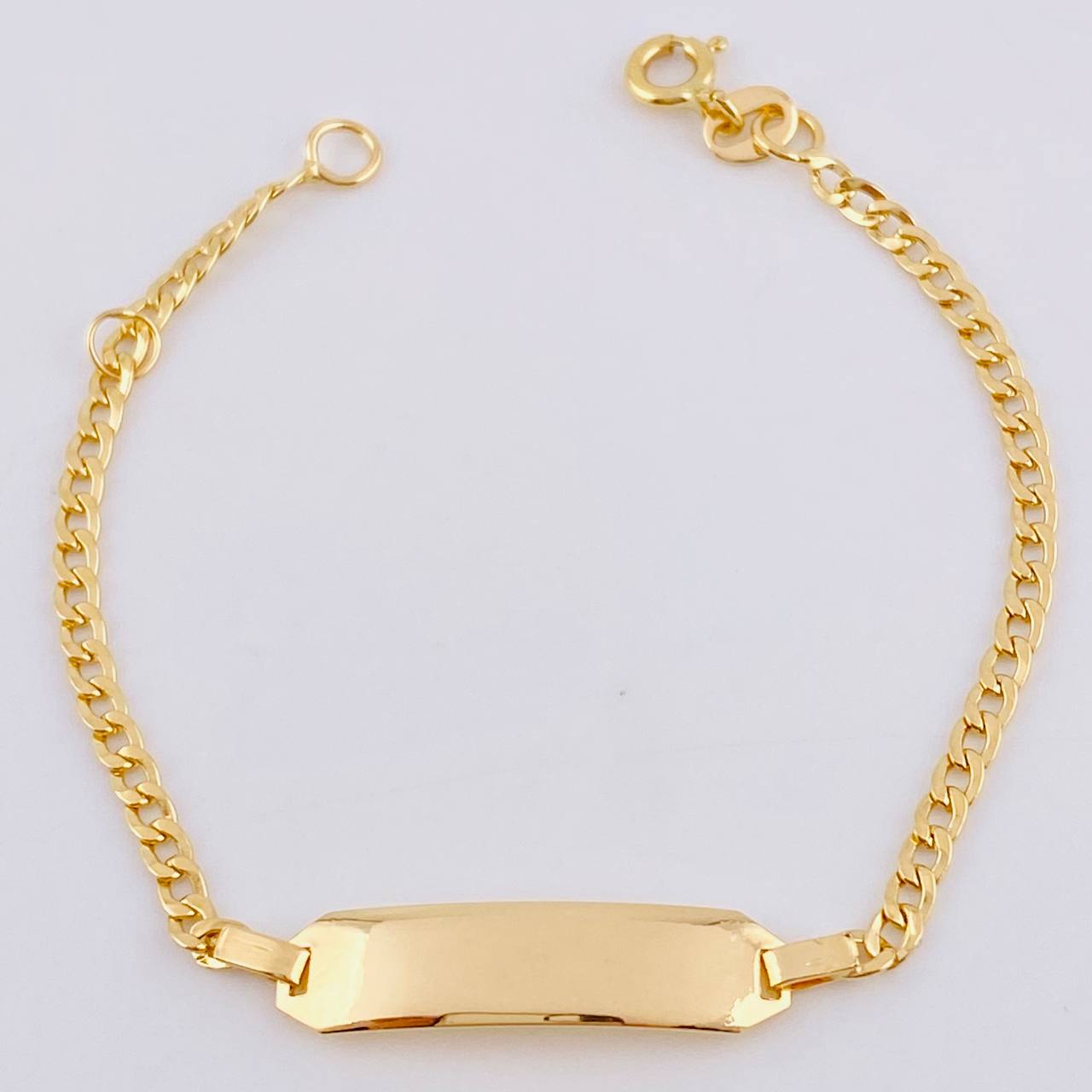 Pulso Cubano Placa Octagonal Curva 2.05gr / 13cm-14cm / 2.3mm Oro Amarillo +1 18K ©