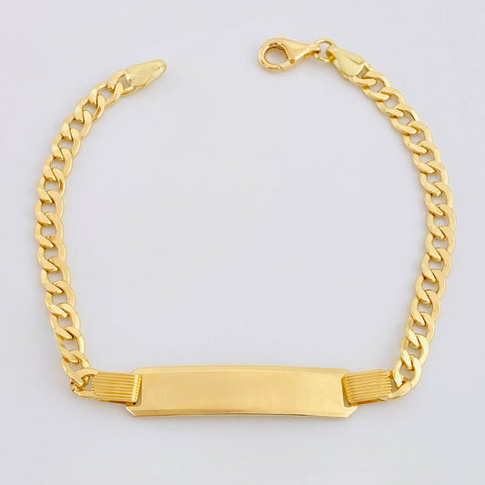 Pulso Cubano Placa Rectangular 7.45gr / 20cm / 4.6mm Oro Amarillo +1 18K