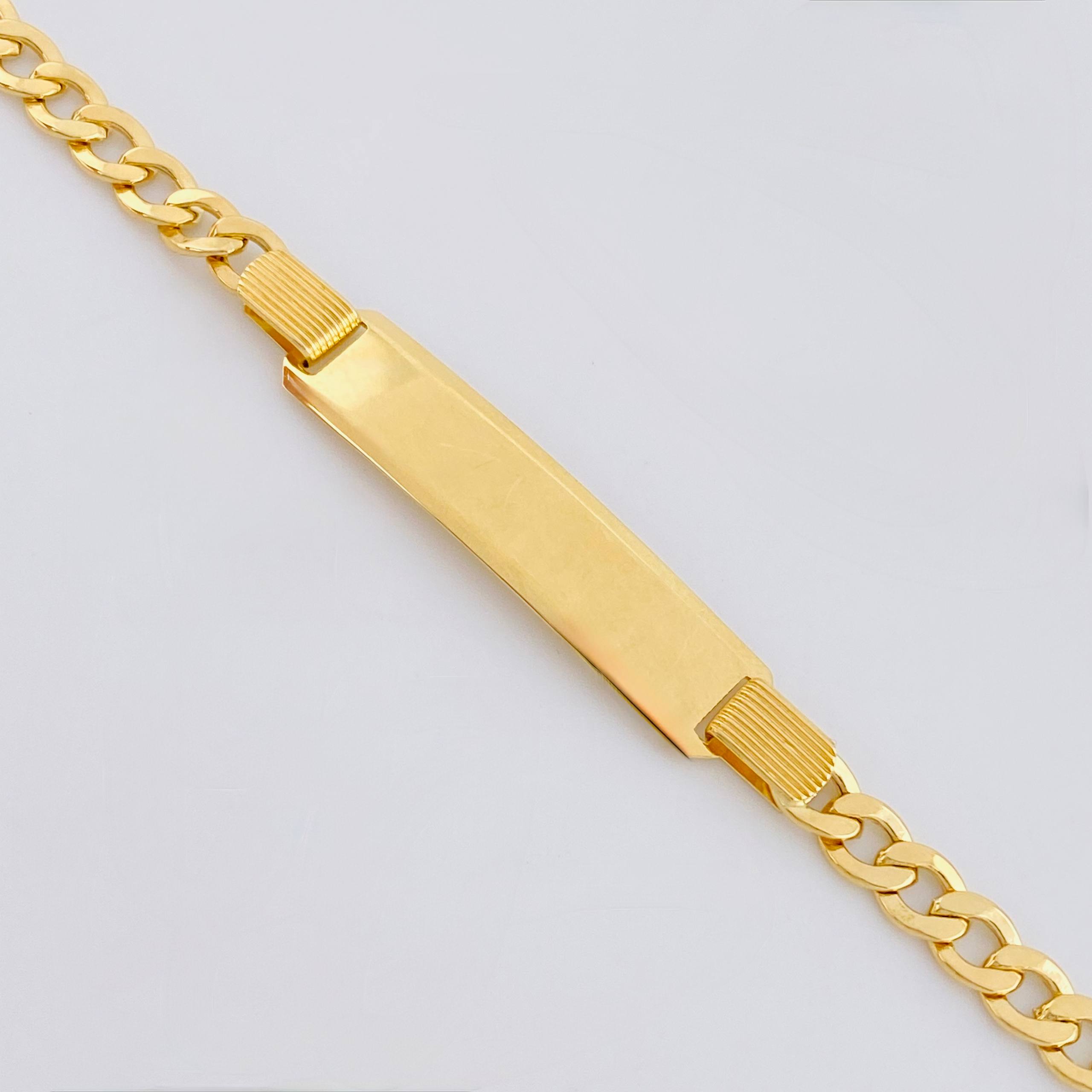 Pulso Cubano Placa Rectangular 7.45gr / 20cm / 4.6mm Oro Amarillo +1 18K