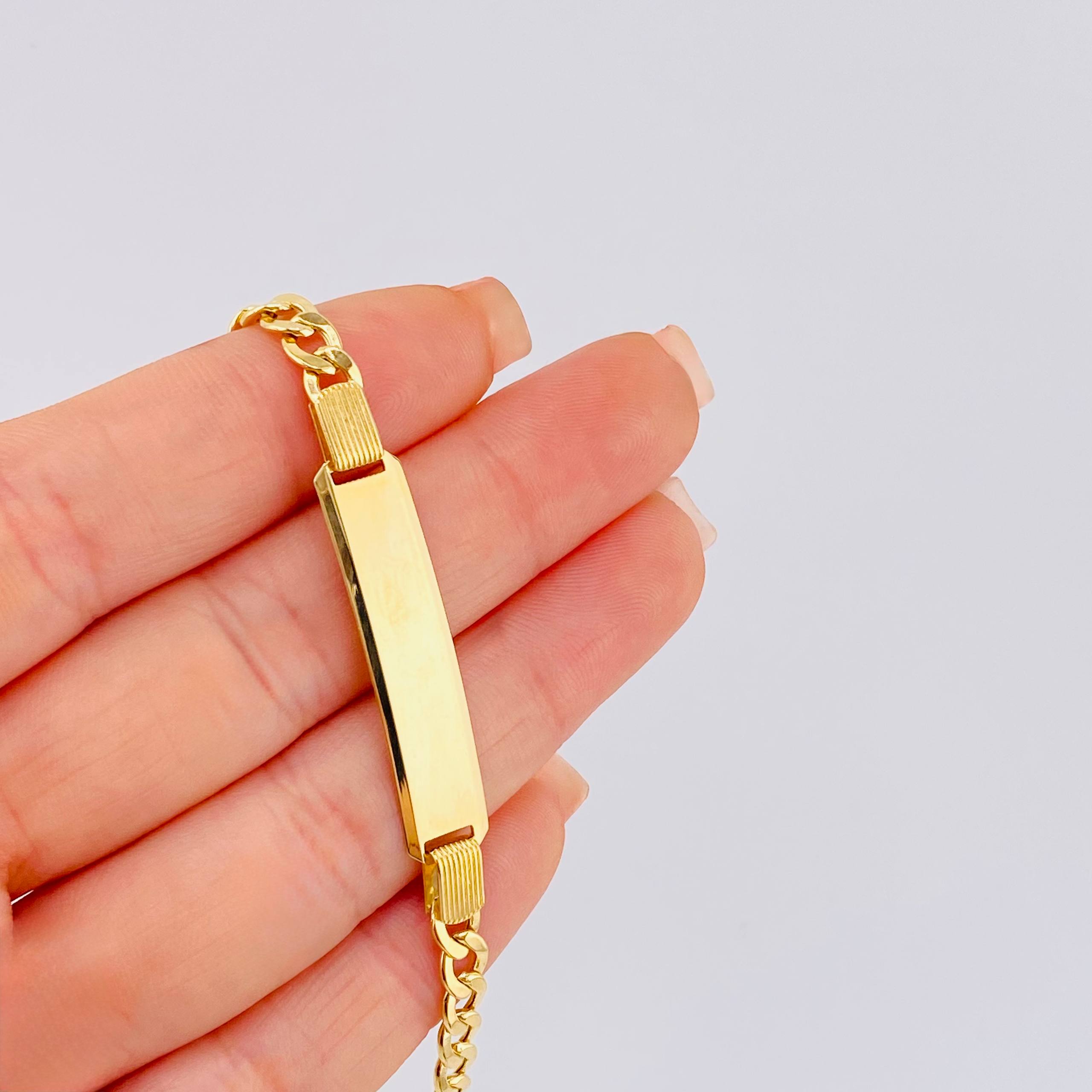 Pulso Cubano Placa Rectangular 11.05gr / 21cm / 5.7mm Oro Amarillo +1 18K ©