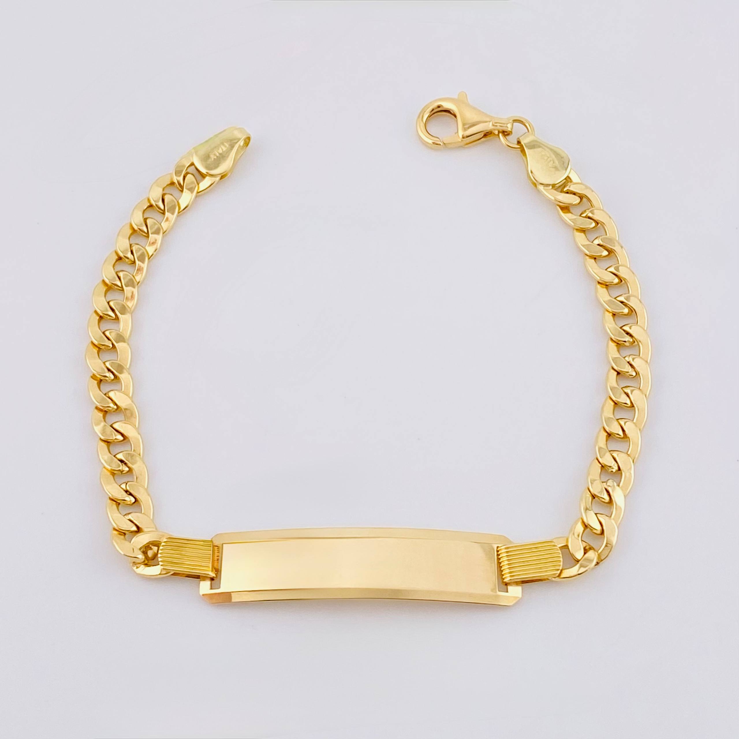 Pulso Cubano Placa Rectangular 10gr / 20cm / 5.4mm Oro Amarillo +1 18K ©