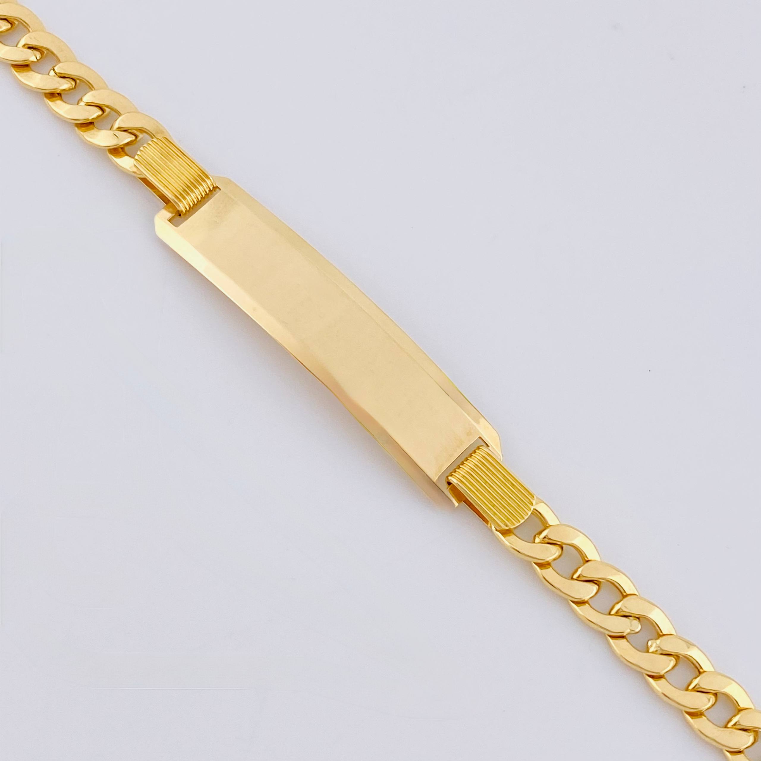 Pulso Cubano Placa Rectangular 10gr / 20cm / 5.4mm Oro Amarillo +1 18K ©