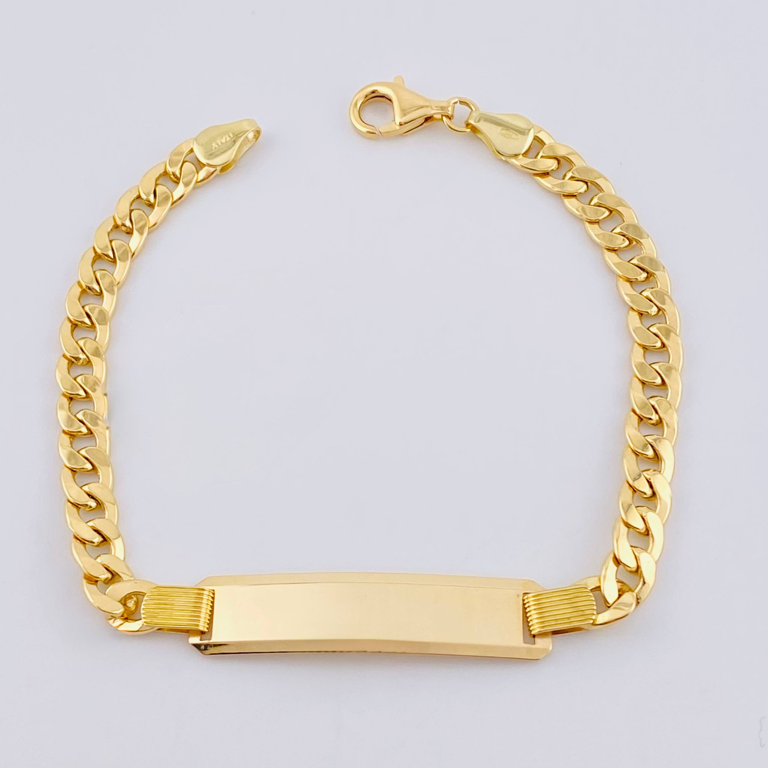 Pulso Cubano Placa Rectangular 11.1gr / 21cm / 5.7mm Oro Amarillo +1 18K