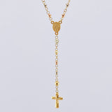 Rosario Virgen Milagrosa Cruz Cristo 5.9gr / 50cm / 3mm - 4mm Oro Amarillo +4 Tres Oros 18K