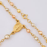 Rosario Virgen Milagrosa Cruz Cristo 5.9gr / 50cm / 3mm - 4mm Oro Amarillo +4 Tres Oros 18K