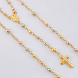 Rosario Virgen Milagrosa Cruz Cristo 5.9gr / 50cm / 3mm - 4mm Oro Amarillo +4 Tres Oros 18K