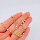 Rosario Virgen Milagrosa Cruz Cristo 5.9gr / 50cm / 3mm - 4mm Oro Amarillo +4 Tres Oros 18K