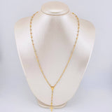 Rosario Virgen Milagrosa Cruz Cristo 5.9gr / 50cm / 3mm - 4mm Oro Amarillo +4 Tres Oros 18K