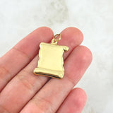 Dije Placa Pergamino 0.75gr / 2.2cm / Lisa Oro Amarillo 18K