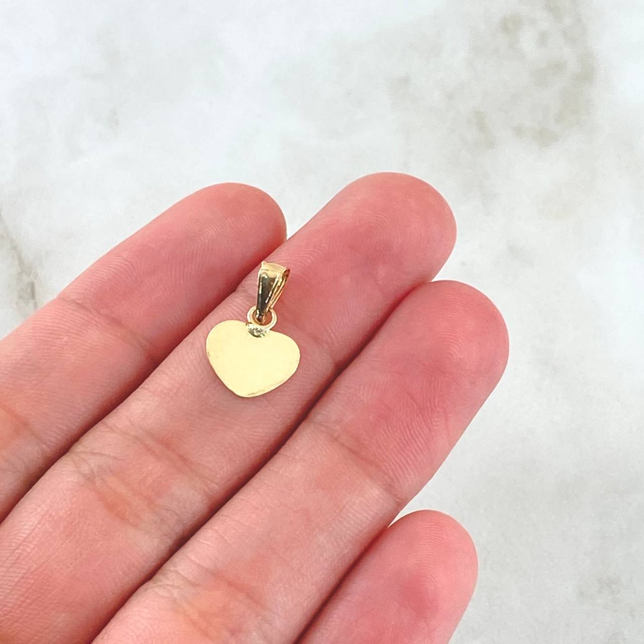 Dije Placa Corazón 0.45gr / 1.4cm / Lisa Oro Amarillo 18K