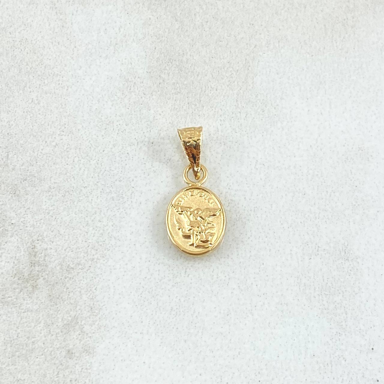 Dije San Miguel Arcángel 0.3gr / 1.5cm / Cargador Bordeado Oro Amarillo 18K ©