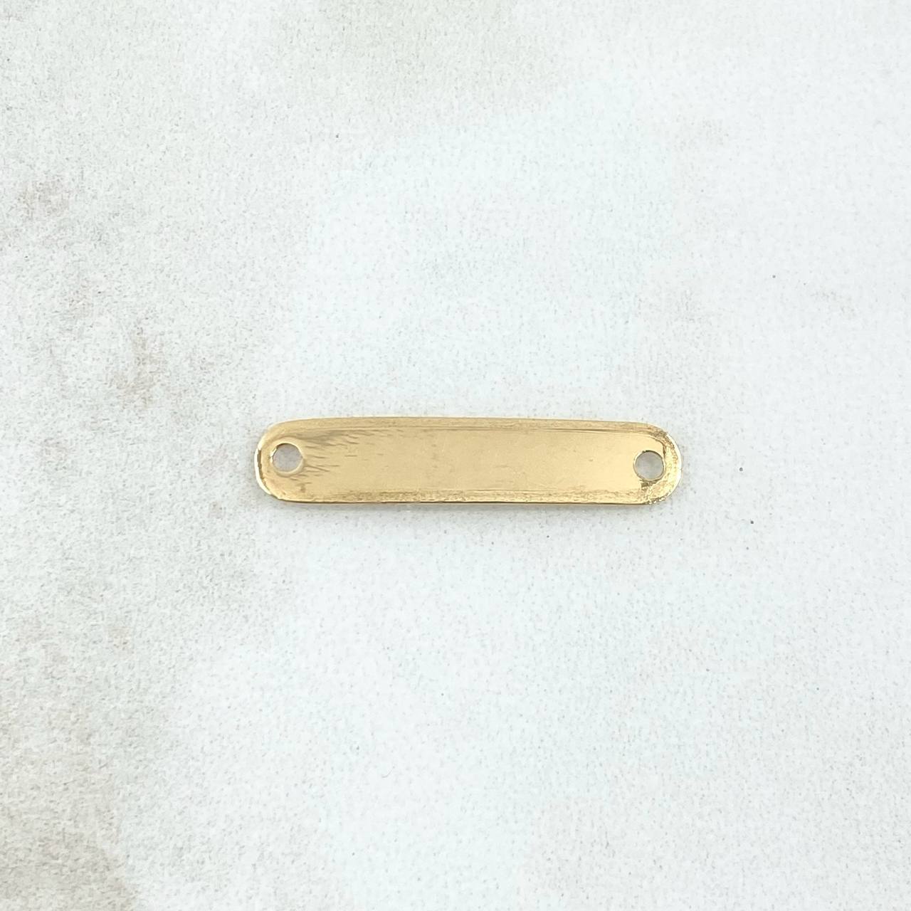 Herraje Placa Rectangular 0.7gr / 2.5cm / Bordes Curvos Oro Amarillo 18K