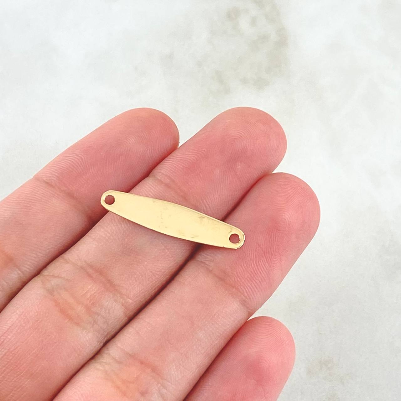 Herraje Placa Rectangular 0.55gr / 2.5cm / Rombica Oro Amarillo 18K