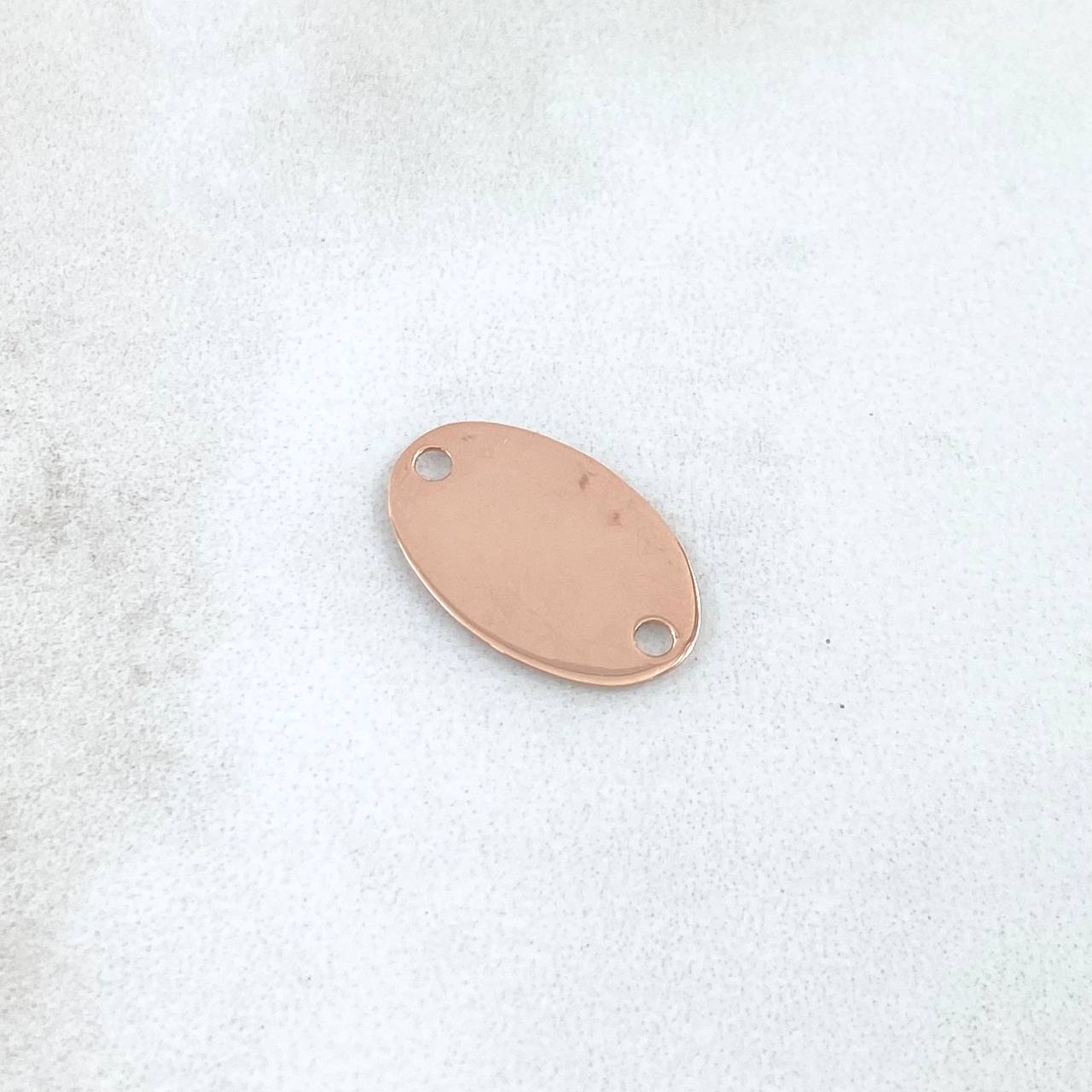 Herraje Placa Ovalada 0.7gr / 1.5cm / Lisa Oro Rosa 18K