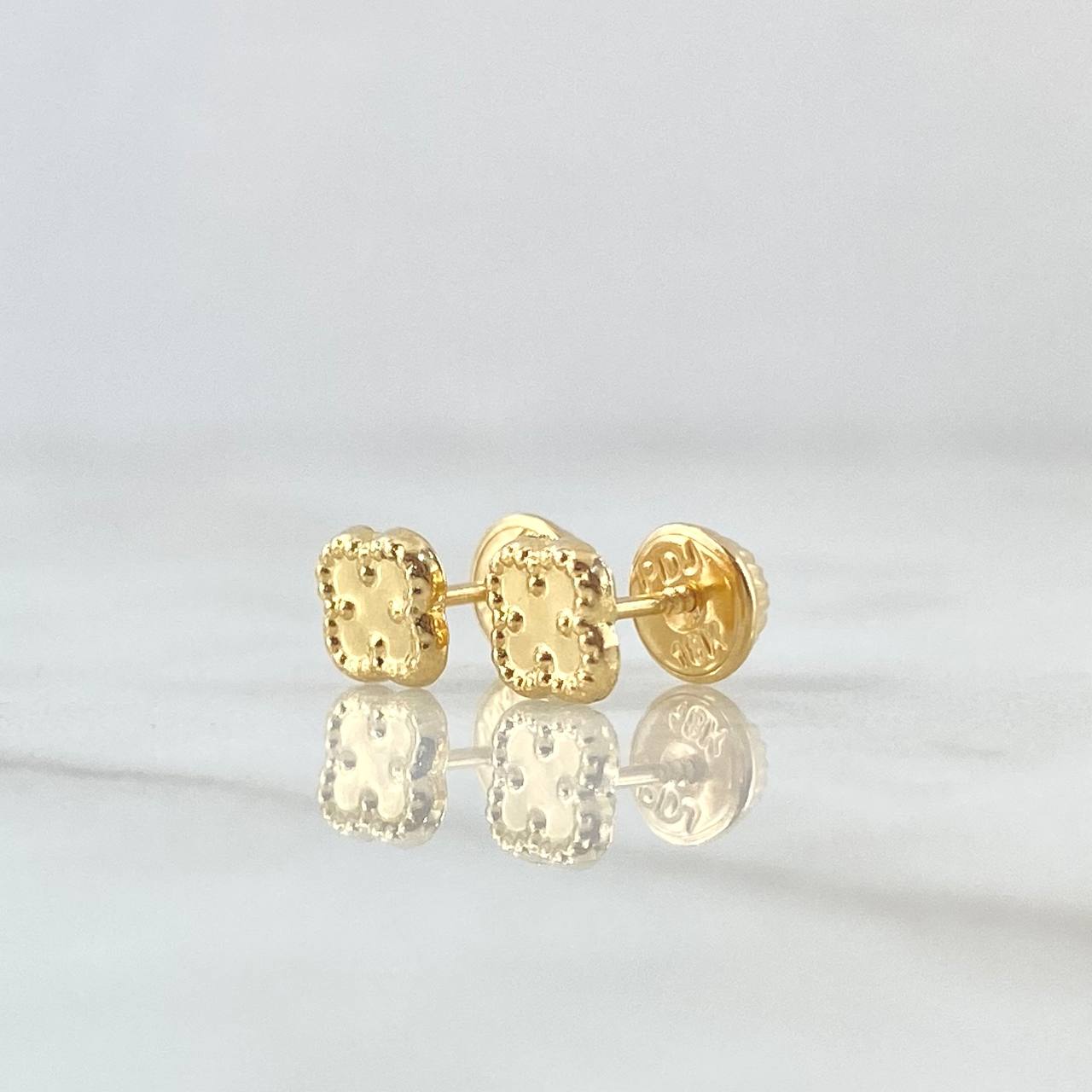 Topos Trébol VCyA 0.7gr / 7mm Borde Punteado Oro Amarillo Nac.Esp. 18K