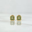 Topos Flor Enmarcada 0.85gr / 5mm Circones Verdes Oro Amarillo 18K