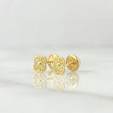Topos Flor Enmarcada 0.85gr / 5mm Circones Blancos Oro Amarillo 18K *