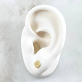 Topos Flor Enmarcada 0.85gr / 5mm Circones Blancos Oro Amarillo 18K *