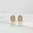 Topos Flor Cuadrada 1.1gr / 5.7mm Circones Blancos Oro Amarillo 18K *