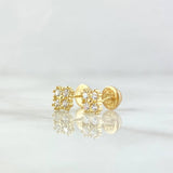 Topos Flor Cuadrada 1.05gr / 5.7mm Circones Blancos Oro Amarillo 18K *