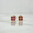 Topos Flor Cuadrada 1.1gr / 5.7mm Circones Fucsia Oro Amarillo 18K *