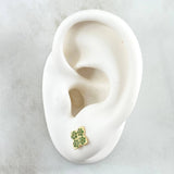 Topos Flor Ortiga 1.1gr / 7.3mm Circones Verdes Oro Amarillo 18K