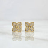 Topos Flor Ortiga 1.15gr / 7.3mm Circones Blancos Oro Amarillo 18K