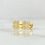Topos Flor Ortiga 1.15gr / 7.3mm Circones Blancos Oro Amarillo 18K