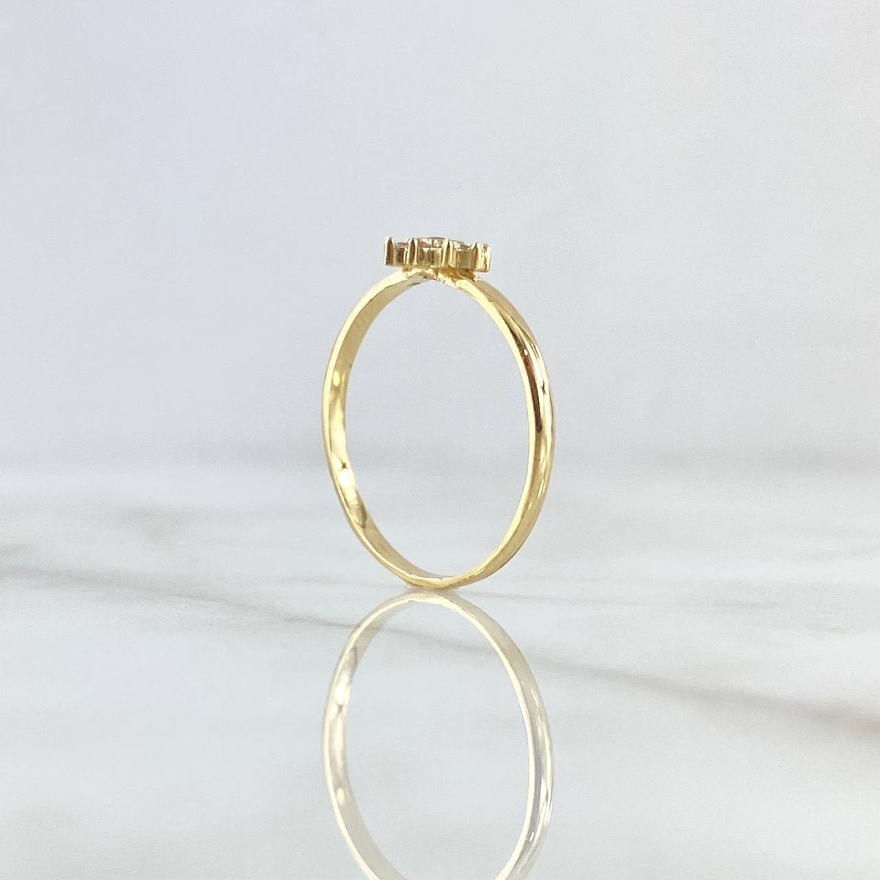 Anillo Flor Nueve Petalos 1.5gr / T8 / Circones Blancos Azul Rey Oro Amarillo 18K