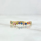 Anillo Churumbela Ondulada 1.15gr / T7 1/4 / Circones Multicolor Oro Amarillo 18K