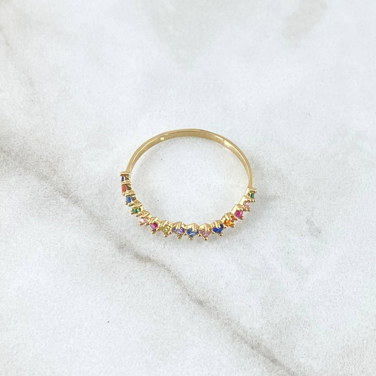 Anillo Churumbela Ondulada 1.15gr / T7 1/4 / Circones Multicolor Oro Amarillo 18K