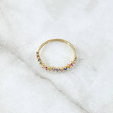 Anillo Churumbela Ondulada 1.15gr / T7 1/4 / Circones Multicolor Oro Amarillo 18K