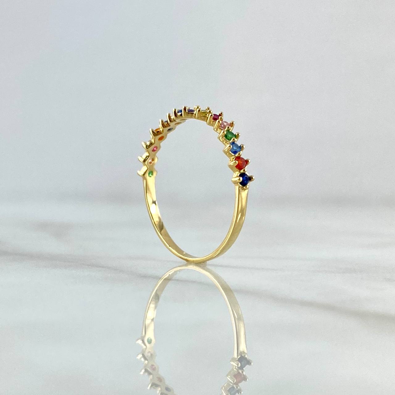 Anillo Churumbela Ondulada 1.15gr / T7 1/4 / Circones Multicolor Oro Amarillo 18K