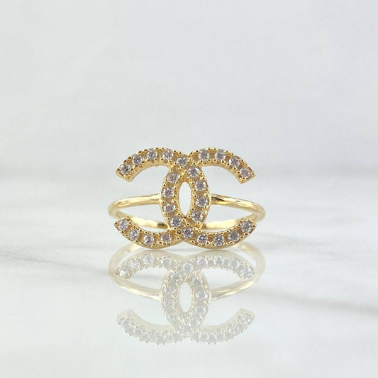 Anillo Olas Cruzadas 2.35gr / T6 1/4 / Circones Blancos Oro Amarillo 18K