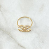 Anillo Olas Cruzadas 2.3gr / T6 / Circones Blancos Oro Amarillo 18K *