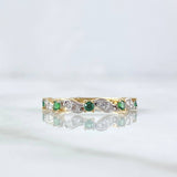 Anillo Lazo Anudado 1.7gr / T7 / Circones Blancos Verdes Oro Amarillo 18K