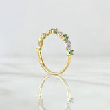 Anillo Lazo Anudado 1.7gr / T7 / Circones Blancos Verdes Oro Amarillo 18K