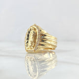 Anillo Virgen de Guadalupe 5.65gr / T9 3/4 / Circones Blancos Rayado Oro Amarillo 18K