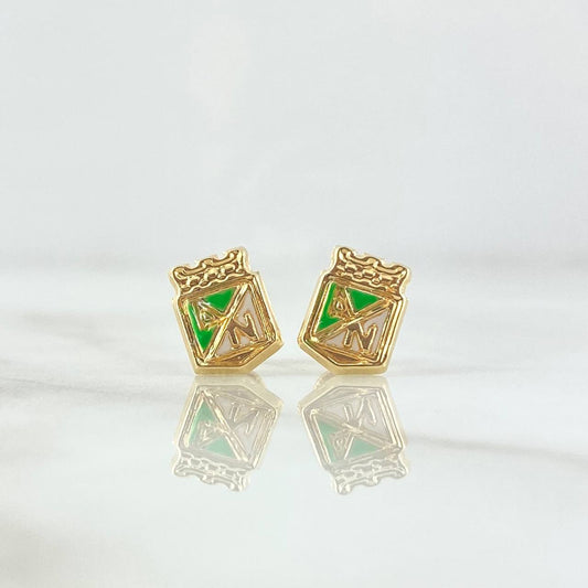 Topos Atletico Nacional 0.9gr / 9mm Resina Blanca Verde Oro Amarillo 18K