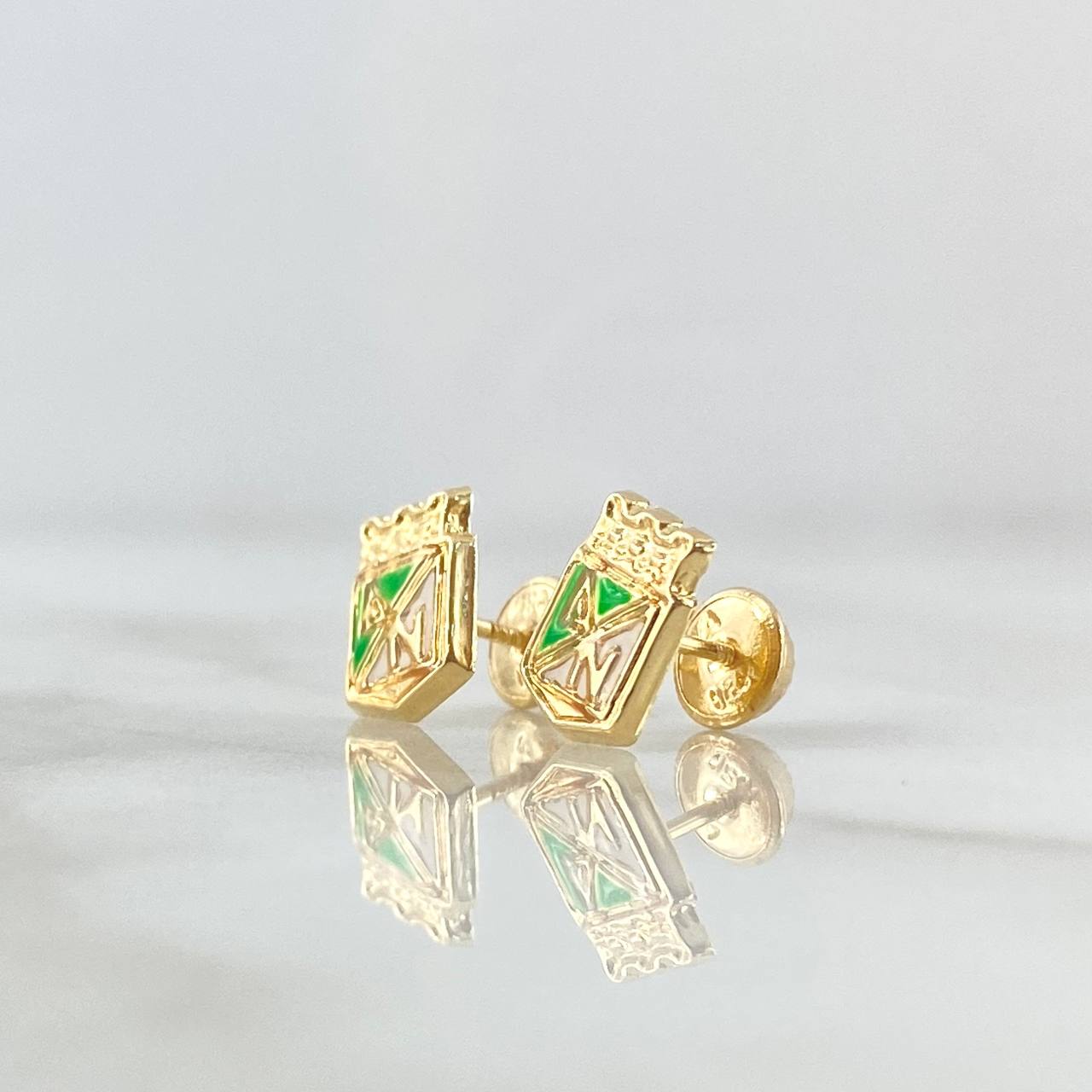 Topos Atletico Nacional 0.9gr / 9mm Resina Blanca Verde Oro Amarillo 18K