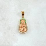 Dije Virgen Del Carmen 2.45gr / 2.6cm / Circones Blancos Verdes Dos Oros Amarillo Rosa 18K