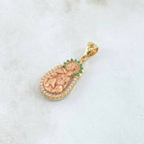 Dije Virgen Del Carmen 2.45gr / 2.6cm / Circones Blancos Verdes Dos Oros Amarillo Rosa 18K