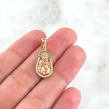 Dije Virgen Del Carmen 2.45gr / 2.6cm / Circones Blancos Verdes Dos Oros Amarillo Rosa 18K