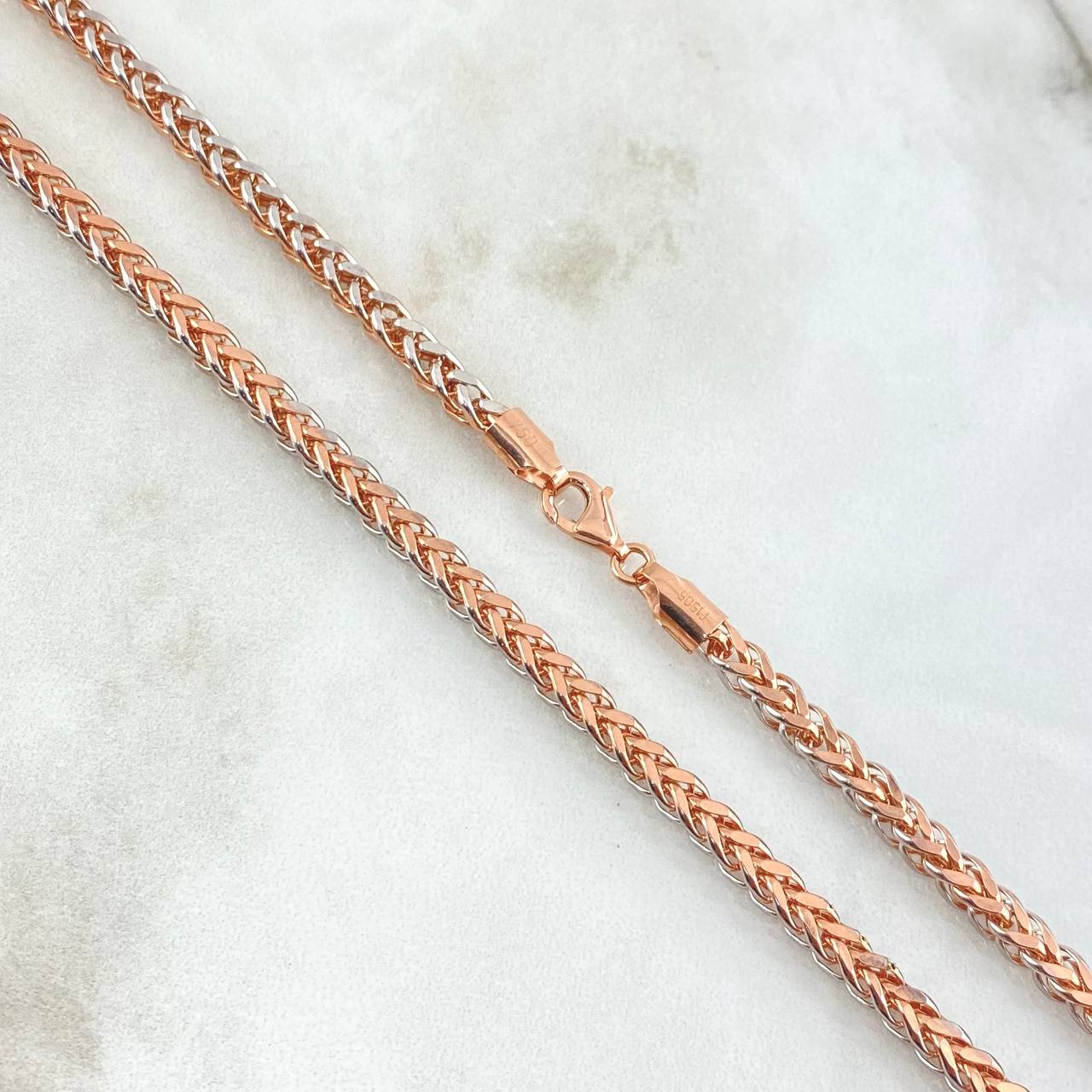 Cadena Franco 17.7gr / 60cm / 3.5mm Dos Oros Blanco Rosa +4 18K